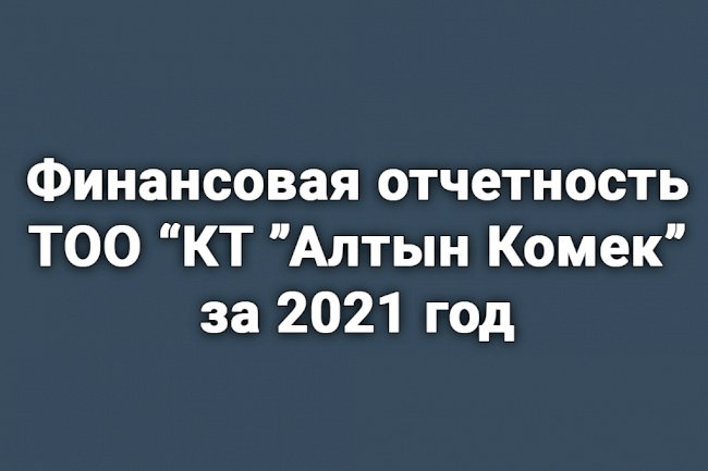 Финансовая отчетность ТОО «КТ «Алтын Комек» за 2021 год